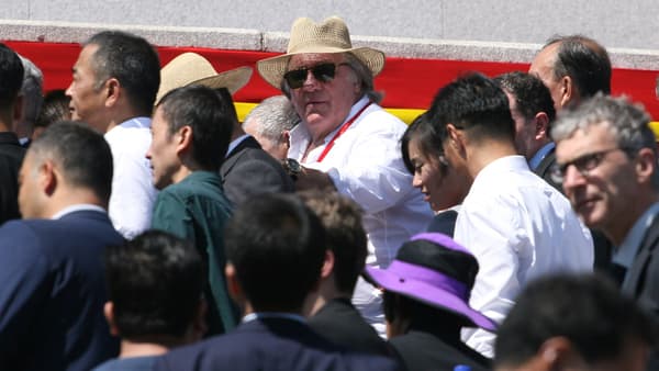 Gérard Depardieu le 9 septembre 2018 à  Pyongyang  en Corée du Nord