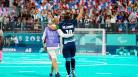 Frédéric Villleroux lors du tournoi du cécifoot aux Jeux paralympiques 2024.