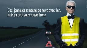 Le couturier disparu ce 19 février avait prêté son image en 2009 à la sécurité routière, pour populariser l’usage du gilet jaune en cas d’accident. 