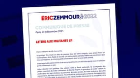 La lettre d'Éric Zemmour aux militants Les Républicains, samedi 4 décembre 2021