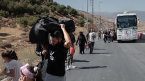 Des familles de personnes déplacées et de réfugiés dans le Sud-Liban, le 5 octobre 2024.