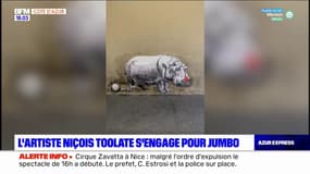 Nice: l'artiste Toolate s'engage pour Jumbo, l'hippopotame du cirque Zavatta