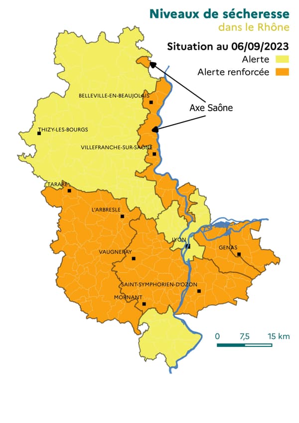 Plusieurs secteurs du Rhône ont été élevés au niveau d'alerte renforcée face à la sécheresse.