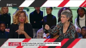 Restaurant incendié - "Quand j'entends des gens dire qu'ils sont encore des #giletsjaunes ça m'inquiète, parce que ce qui reste des gilets jaunes c'est ça !" @joelle_dago  #GGRMC 