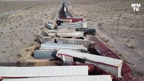 Désert californien: le spectaculaire accident d'un train de marchandises