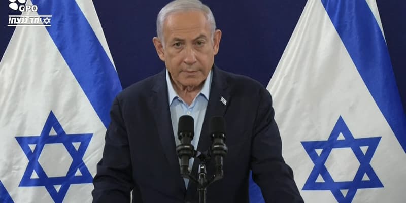 Benjamin Netanyahu lors d'une conférence de presse en Israël le 22 novembre 2023