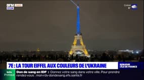 Paris: la tour Eiffel aux couleurs de l'Ukraine