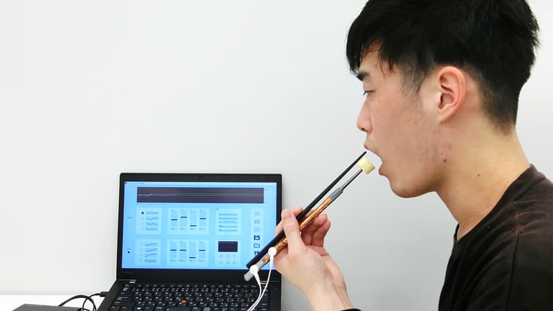 Le prototype de baguettes présenté par Kirin. 