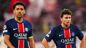 Marquinhos et Joao Neves après la défaite du PSG contre le Bayern en Ligue des champions, le 26 novembre 2024