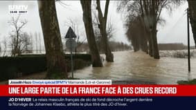 In Marmande, flooding is severe, several roads and agricultural land are submerged