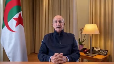 Le président algérien Abdelmadjid Tebboune lors d'une allocution à la télévision le 13 décembre 2020
