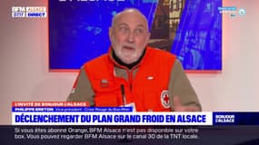 Plan Grand froid en Alsace: la Croix-Rouge en premier plan 