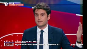 Gabriel Attal: "Je veux que quand un jeune fait des dégâts, on aille chercher non pas seulement le parent du foyer dans lequel il réside, mais les deux parents"