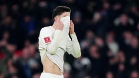La déception de Kai Havertz après l'élimination d'Arsenal en FA Cup contre Manchester United (1-1, 3 t.a.b. 5), le 12 janvier 2025