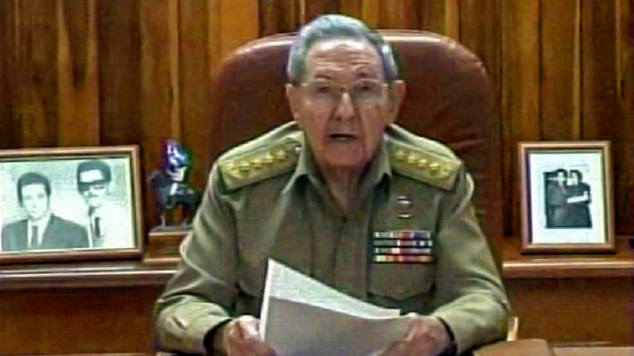 Raul Castro lors de son discours à la télévision cubaine le 17 décembre 2014