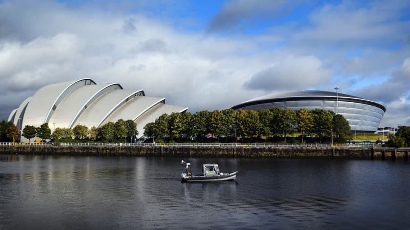 Le SSE Hydro et le Clyde Auditorium qui accueillent la COP26, la grande conférence internationale sur le climat à Glasgow (Écosse).