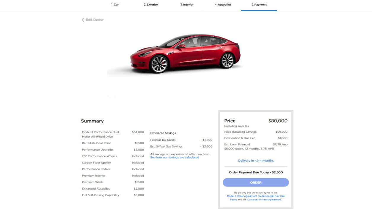 Notre Model 3 Performance et "full options" à 80.000 dollars. Notre Model 3 Performance et "full options" à 80.000 dollars.