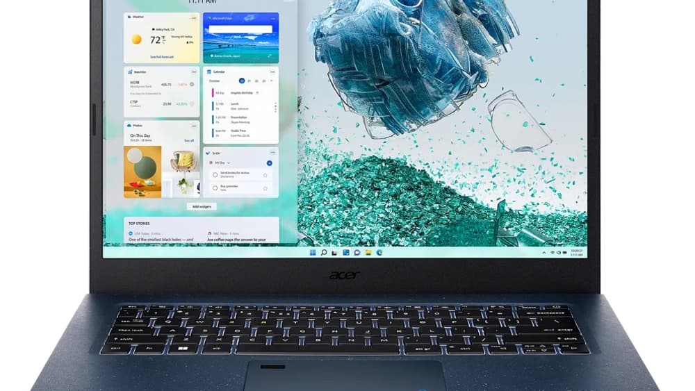 L'Aspire Vero d'Acer est majoritairement composé de plastique des océans et matériaux recyclés. L'Aspire Vero d'Acer est majoritairement composé de plastique des océans et matériaux recyclés.