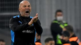 L'entraîneur de Marseille, l'Argentin Jorge Sampaoli, lors du match de Ligue 1 à domicile contre Lorient, le 17 octobre 2021 au Stade Vélodrome