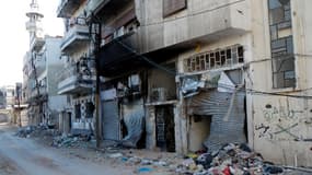 Une rue de la ville de Homs, en Syrie, le 10 avril 2012.