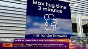 Durée maximale des câlins à l'aéroport: "3minutes"