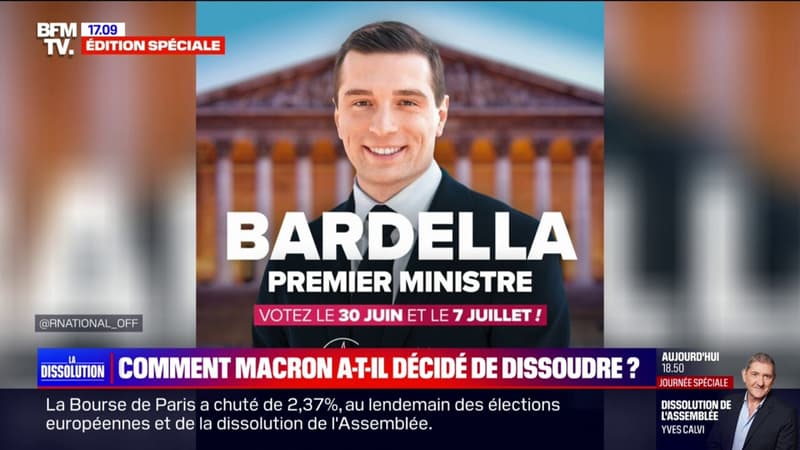 Législatives anticipées: le RN publie une affiche de campagne avec Jordan Bardella à Matignon