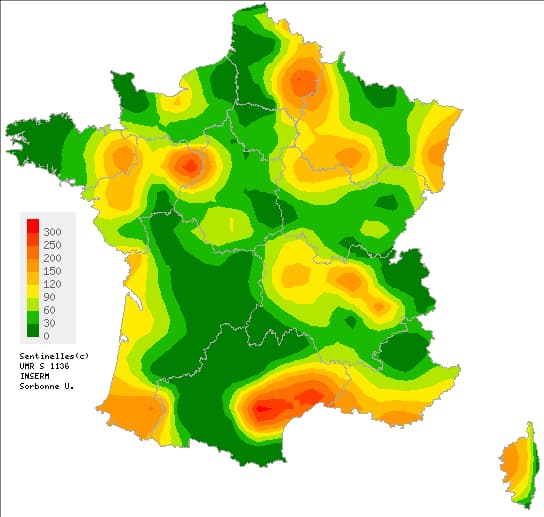 Le seuil épidémique de gastro en rouge Le seuil épidémique de gastro en rouge