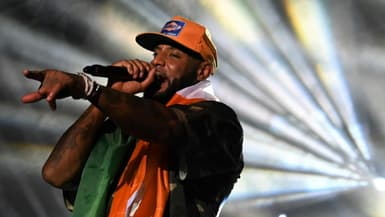 Le rappeur français Booba en concert à Abidjan, le 30 avril 2023 en Côte d'Ivoire