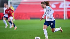 Julie Dufour honore sa première sélection avec l'équipe de France, en Norvège, dans un match de Ligue des nations féminine, 27 octobre 2023