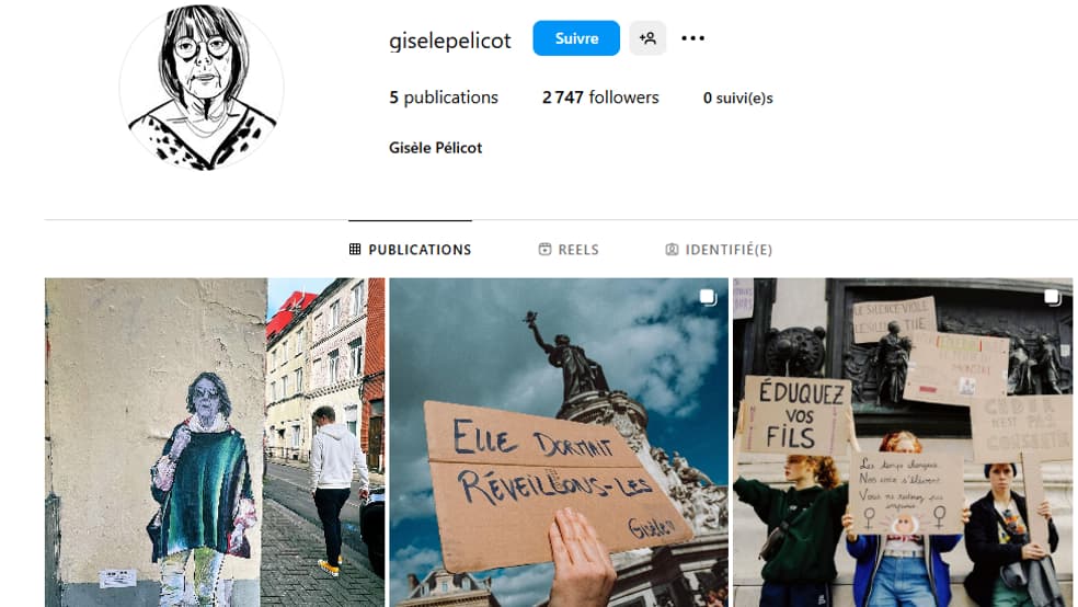 Le faux compte Instagram de Gisèle Pélicot compte plus de 2.700 followers