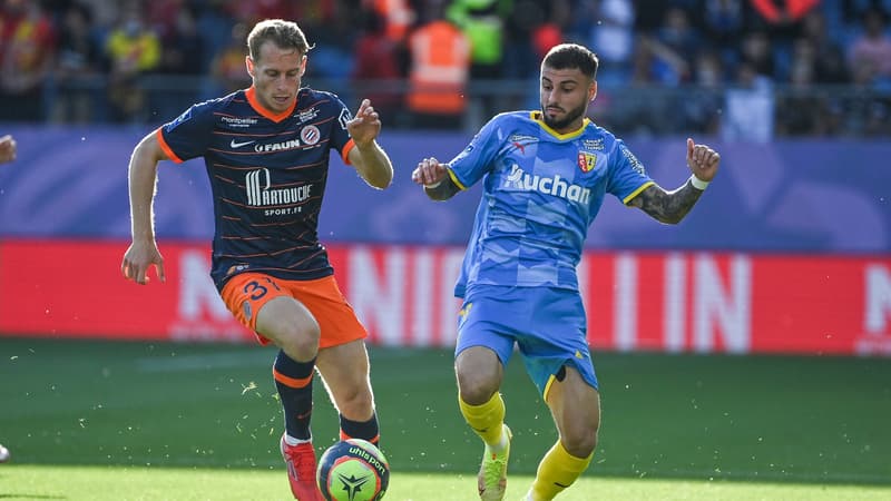 Nicolas Cozza et Jonathan Clauss au duel lors de Montpellier-Lens