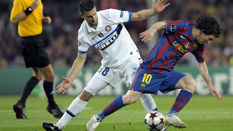 Thiago Motta et Lionel Messi