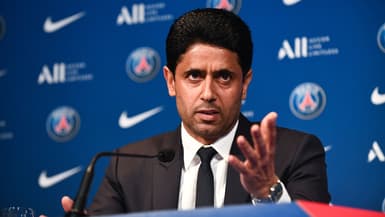Nasser Al-Khelaïfi lors d'une conférence de presse du PSG, le 23 mai 2022