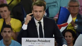 Emmanuel Macron lors d'un meeting à Albi le 4 mai 2017.