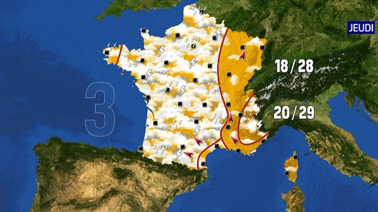Les orages devraient gagner du terrain jeudi et faire baisser la température Les orages devraient gagner du terrain jeudi et faire baisser la température