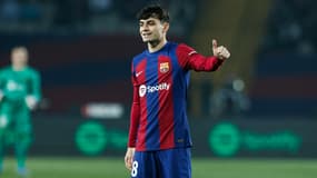 Le milieu de terrain du Barça Pedri, 21 janvier 2024