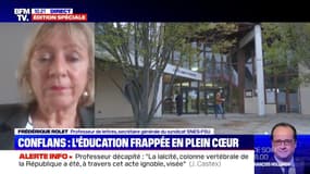 Frédérique Rolet (SNES-FSU) sur le professeur décapité: "Ce collègue faisait son travail, c'est son métier qui est mis en cause"