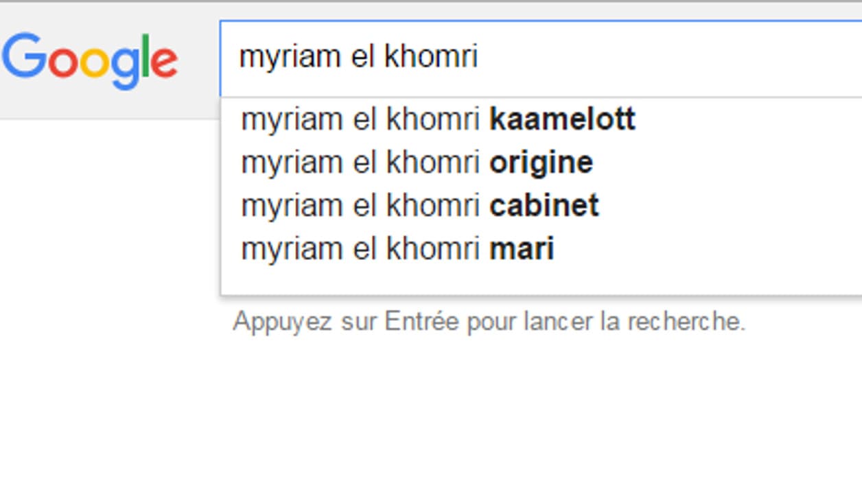 Les recherches associées au nom de Myriam El Khomri au 16 décembre 2015.