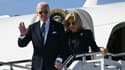 Joe et Jill Biden à leur arrivée à Caen, le 6 juin 2024 