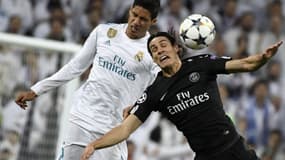 Raphaël Varane et Edinson Cavani
