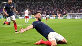 Olivier Giroud après son but lors de France-Pologne