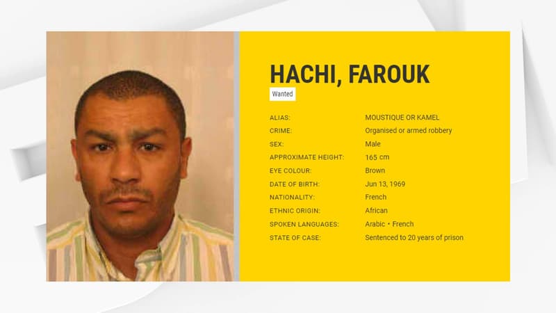Farouk Hachi, braqueur roubaisien en cavale depuis une quinzaine d'années.