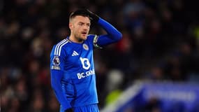 Jamie Vardy lors du match Leicester-Brentford (0-4, Premier League), le 21 février 2025