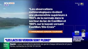 Provence-Alpes-Côte d'Azur: "les lacs du Verdon sont pleins"