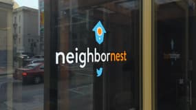 L'entrée du Twitter NeighborNest, qui accueillait des activités associatives accompagnées par Twitter, avant la pandémie et le rachat du réseau social par Elon Musk.