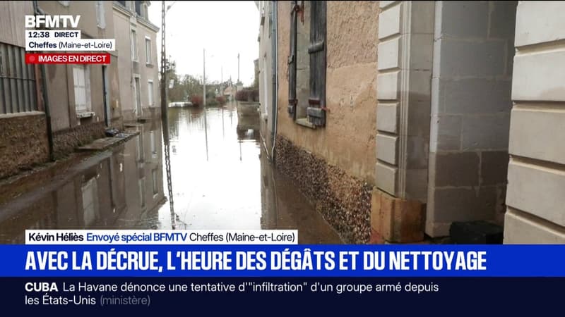 À Cheffes-sur-Sarthe, l'heure est à la décrue et les habitants regagnent leurs logements au fur et à mesure