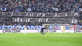La banderole des supporteurs de l'OM contre le ministre de l'Intérieur lors du Classique face au PSG, le 27 octobre 2024