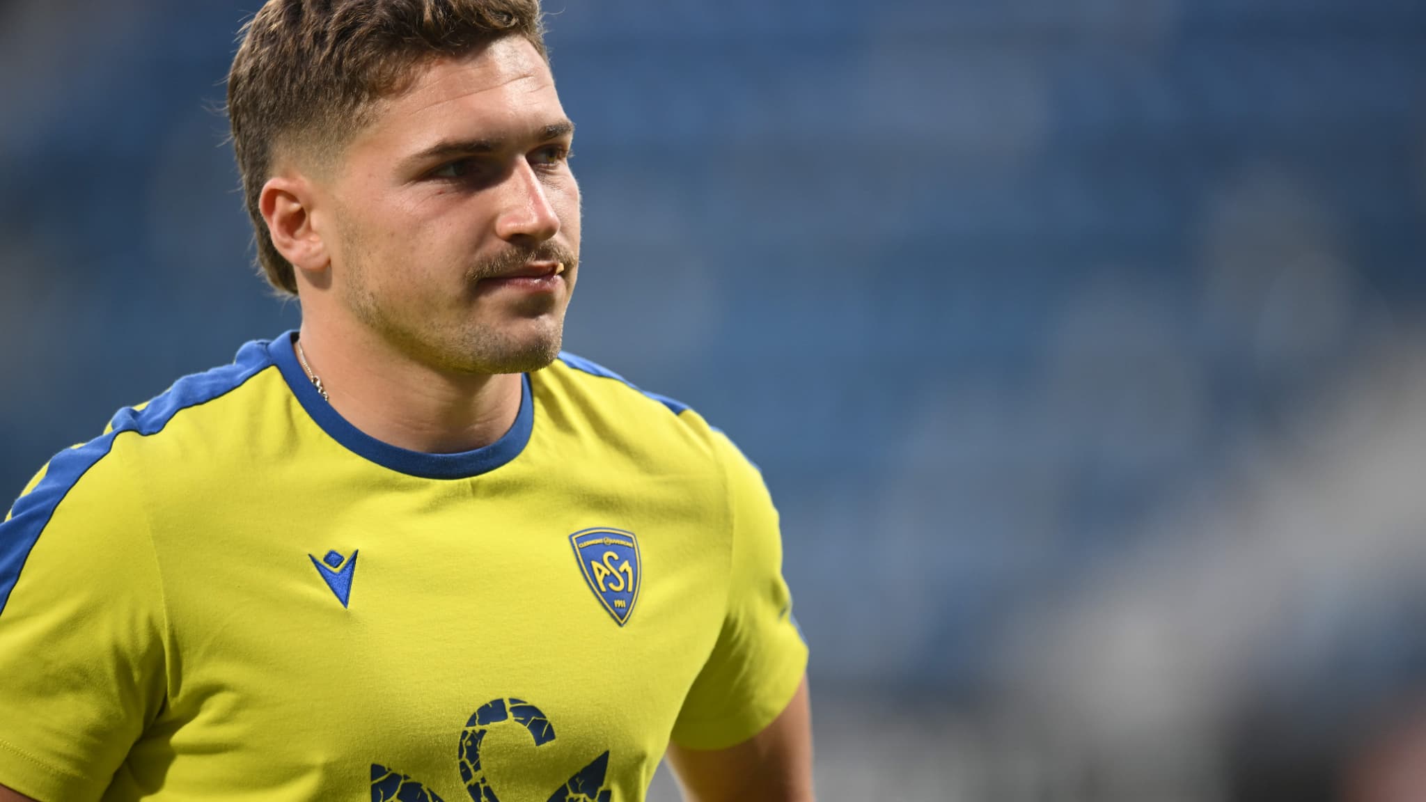Baptiste Jauneau avant le barrage de Top 14 Bayonne-Clermont, le 13 juin 2025.