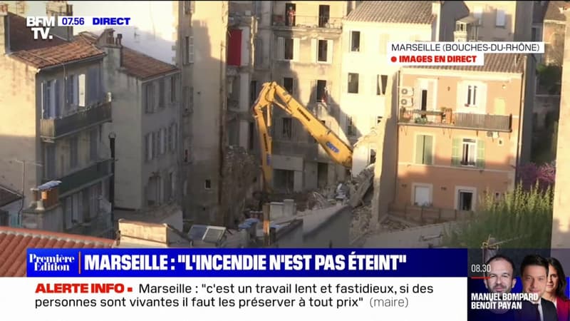 Immeuble effondré à Marseille: une pelle mécanique utilisée pour le déblaiement