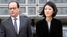 Le président de la République François Hollande et la ministre de la Culture Fleur Pellerin, le 15 janvier 2015.